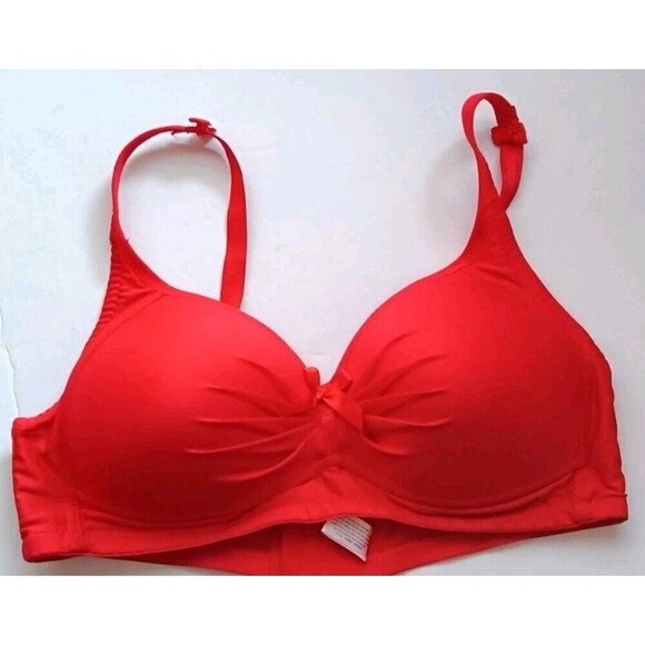 Prima Valentina Intimates Wireless Bra Size 38D Red Padded Wireless Pleated - Picture 2 of 7
